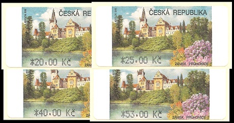Automatové známky - Zámek Průhonice- od 20 do 53 Kč